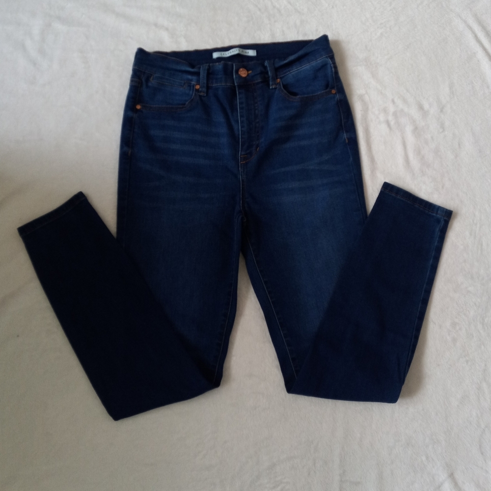 Jeans high rise ankle skinny dark blue size 7 perfect condition celebrity pink